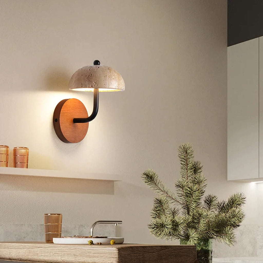 Mushroom Natural Stone Wall Lamp