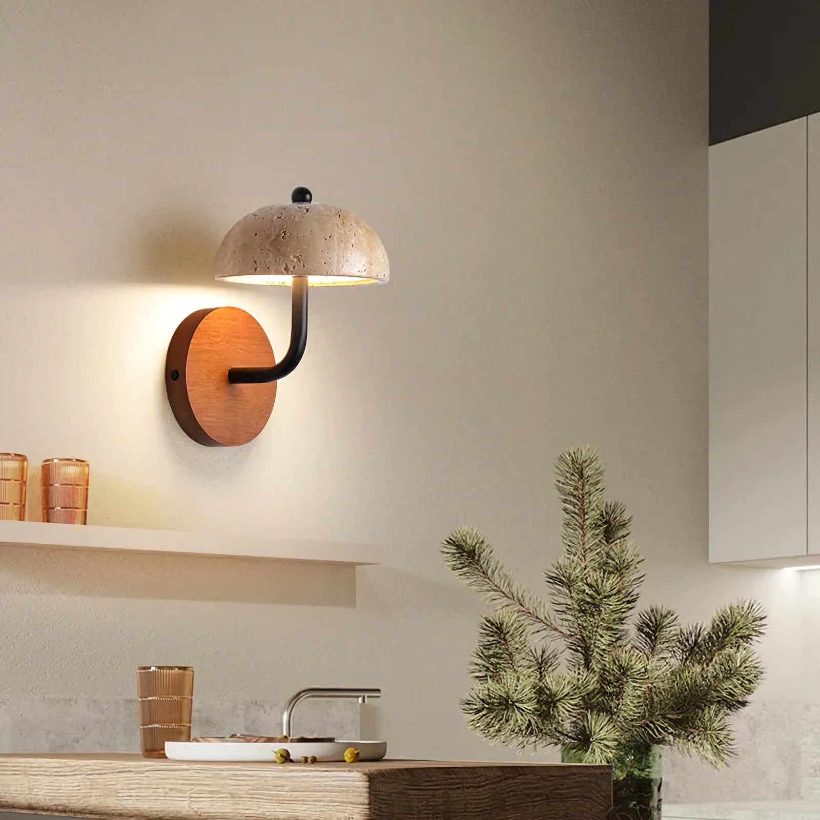 Mushroom Natural Stone Wall Lamp