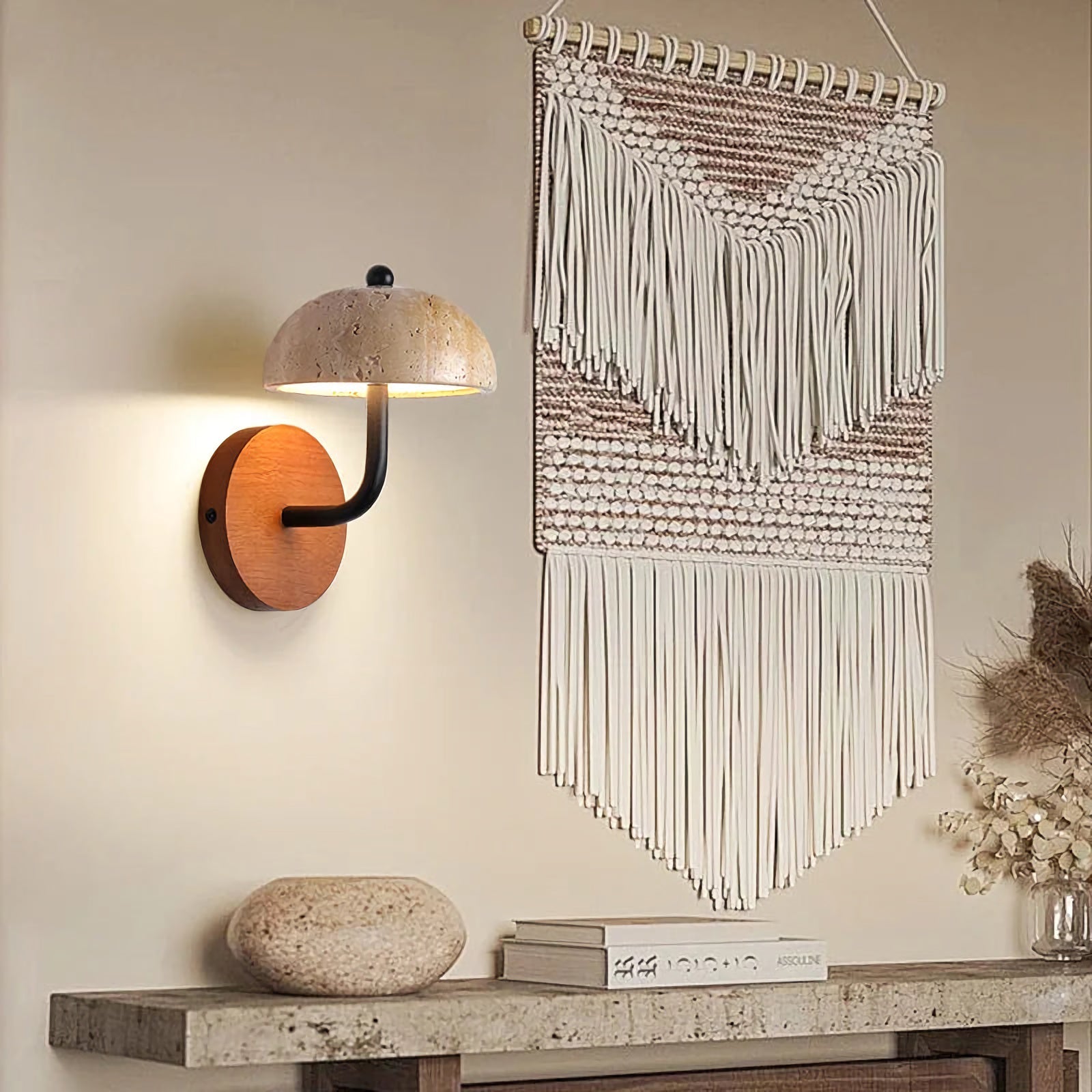 Mushroom Natural Stone Wall Lamp