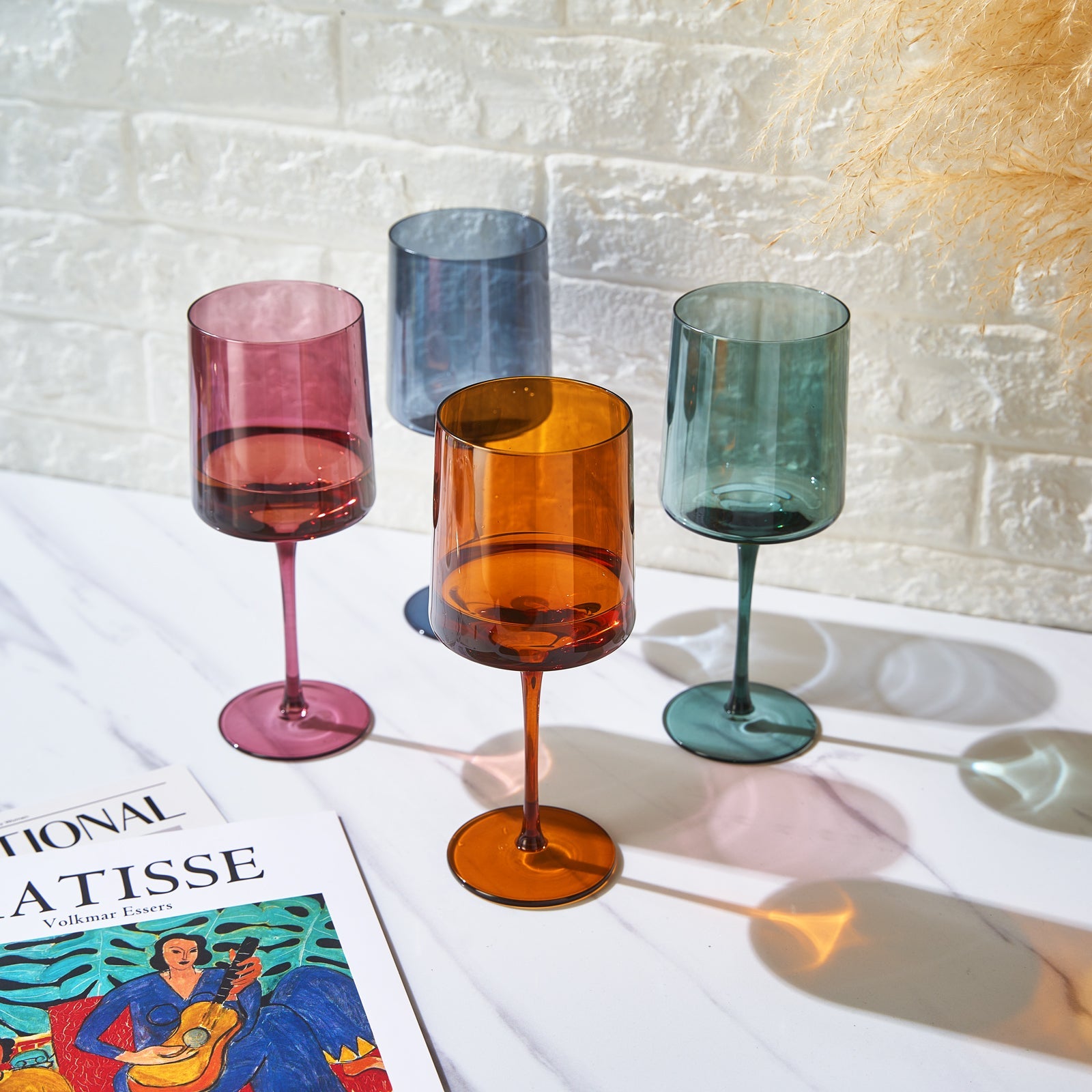 Tonal Square Stemmed Wine Glassware, Set of 4