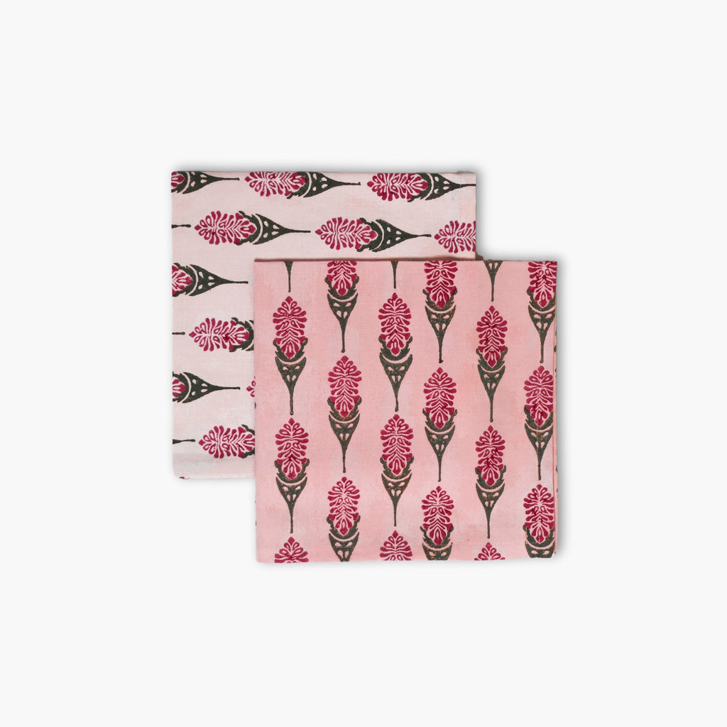 Bahaar Hand-Printed Table Napkins — Pink, Set of 2