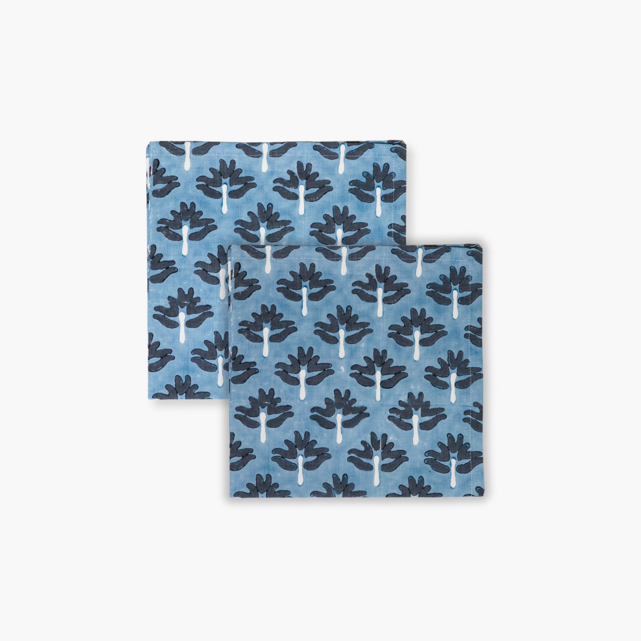Zeenat Cotton Table Napkins — Steel Blue, Set of 2