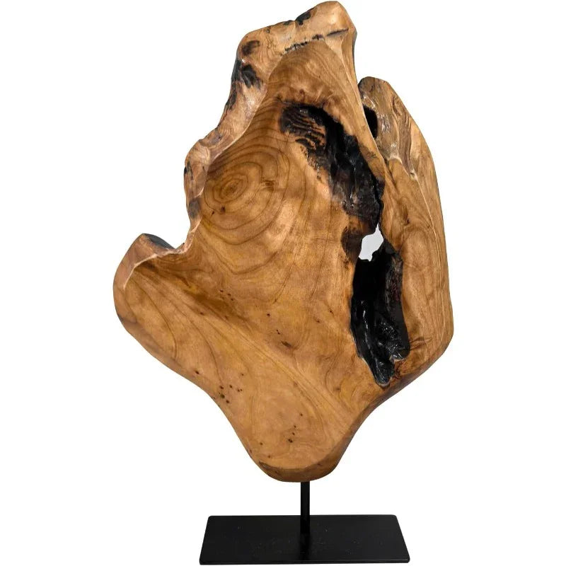 Natural Live Edge Wood Sculpture on Stand for Rustic Home Decor