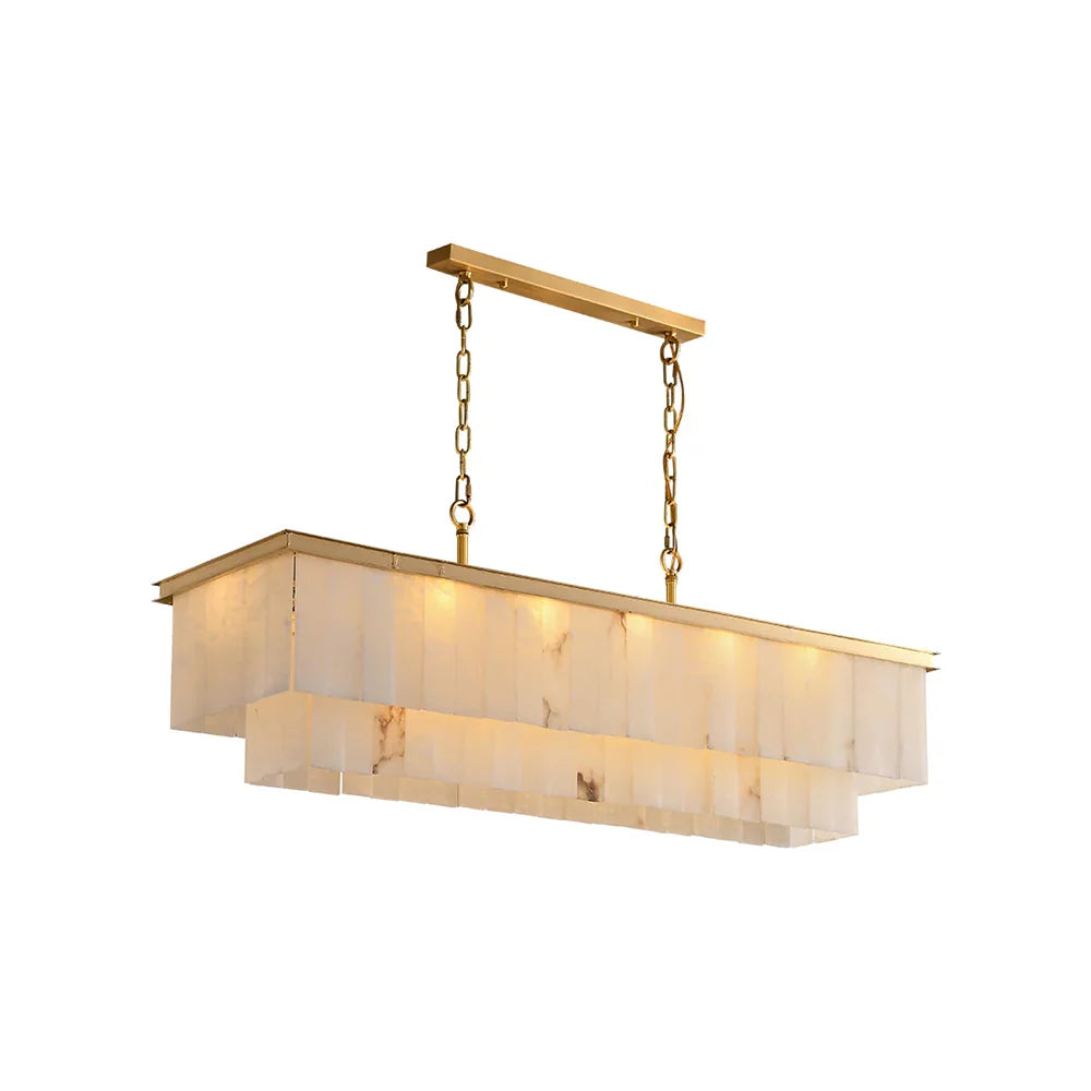 Natural Alabaster Linear Dining Chandelier