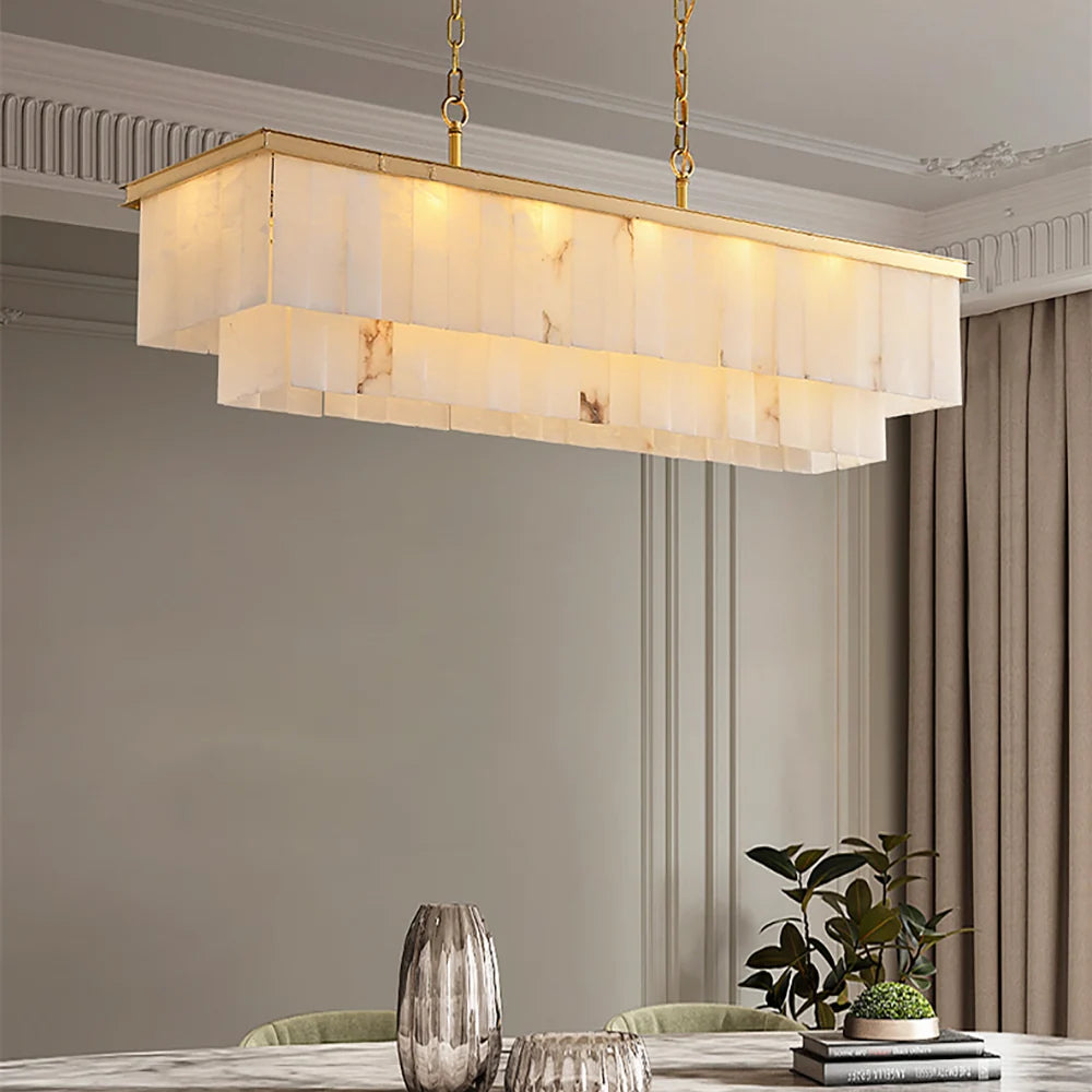Natural Alabaster Linear Dining Chandelier