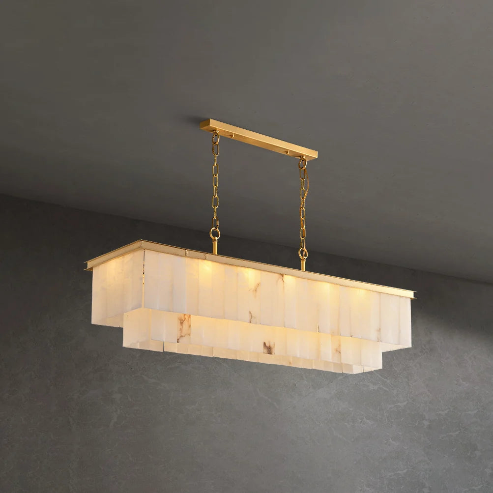 Natural Alabaster Linear Dining Chandelier