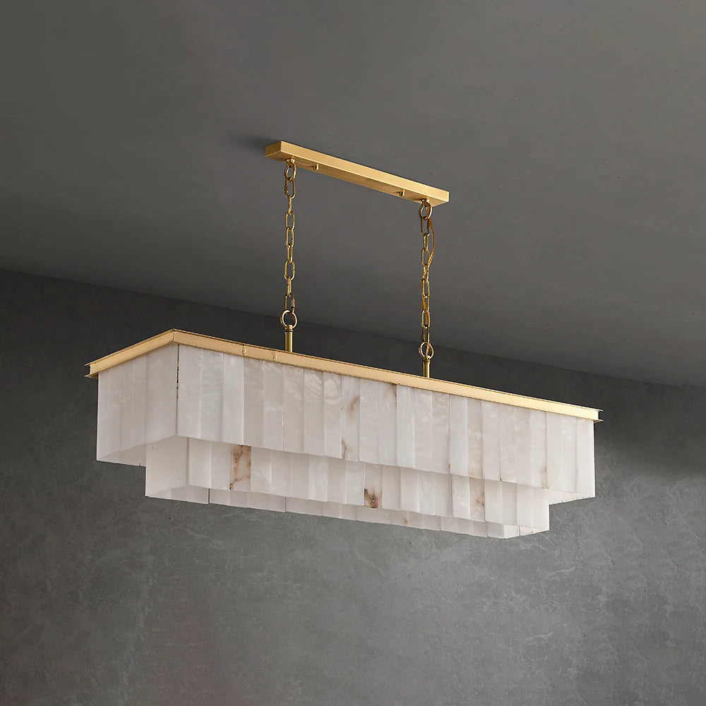 Natural Alabaster Linear Dining Chandelier