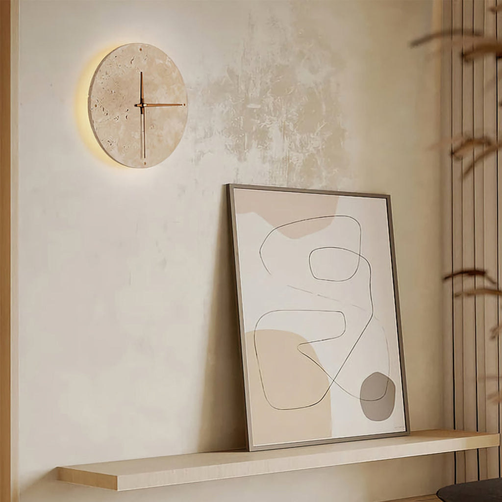 Natural Stone Clock Wall Lamp