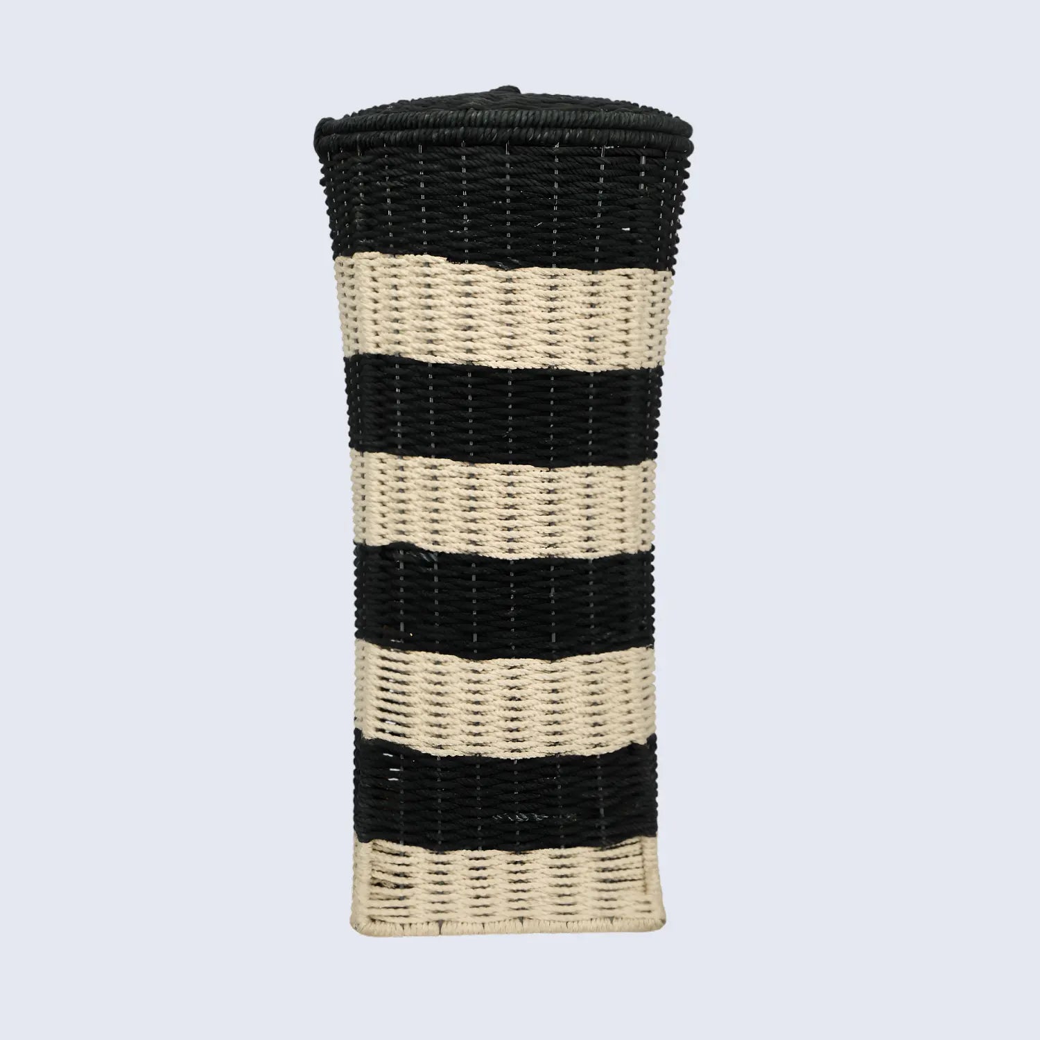Beige & Black Woven Laundry Basket