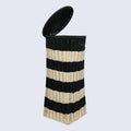 Beige & Black Woven Laundry Basket