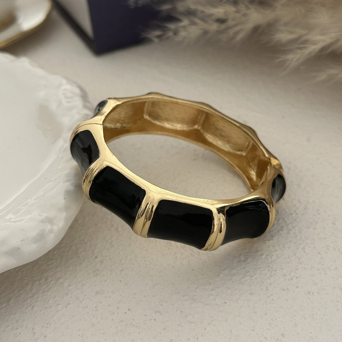 Women's Dripping Oil Open-ended Light Luxury Wave Bamboo Joint Twin Alloy Bracelets