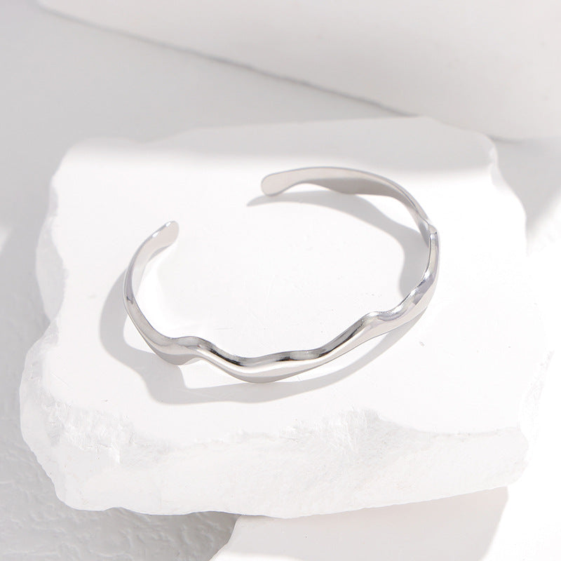 Titanium Steel Female Cold Wind Design Wavy Stainless Bracelet