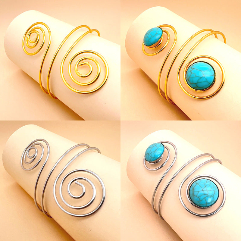 Spiral Pattern Export Retro Fashion Twisted Winding Metal Armband Bracelets