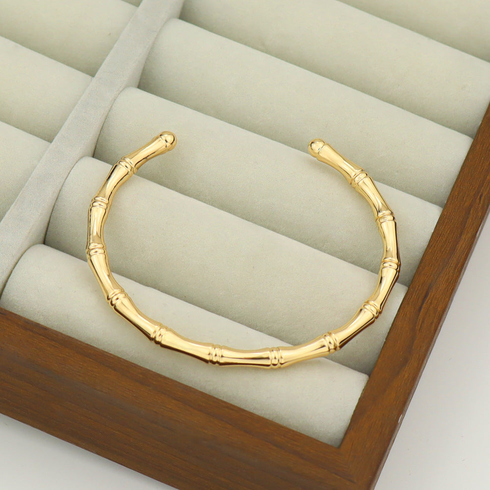 Women's Retro Stretch Bamboo Joint Copper Gold Festival Bracelets
