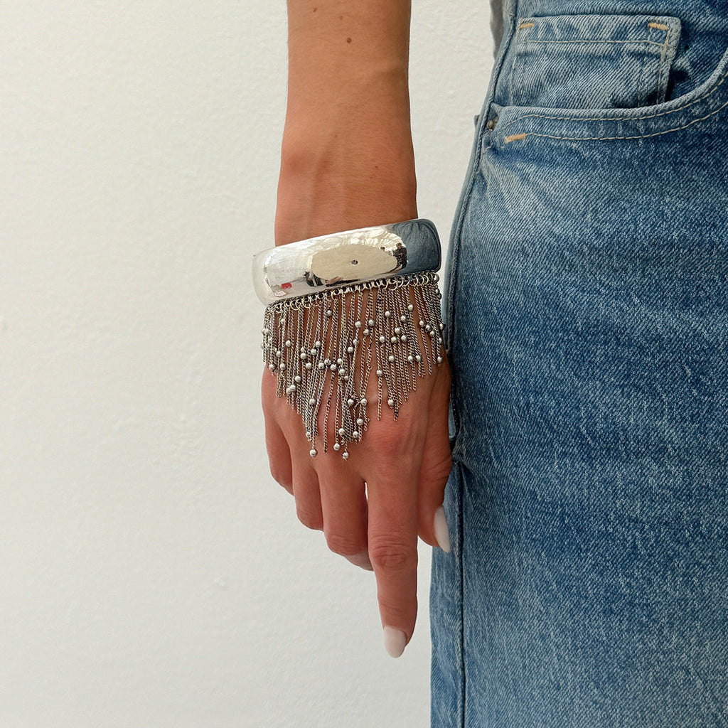 Women's Long Tassel Geometric Wide Surface High-grade Chain Bracelet