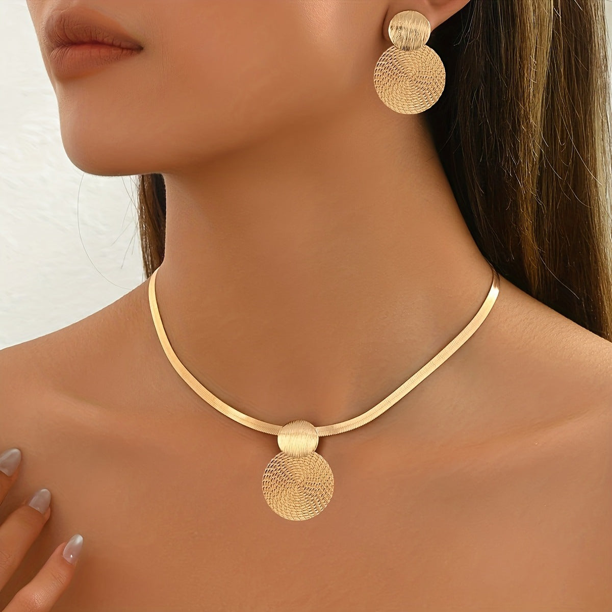 Women's Elegant Geometric Ear Fashion Chain Like Flat Jewelry Set