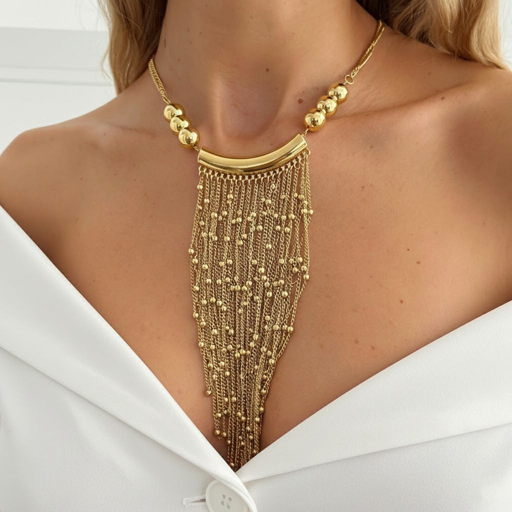 Women's Long Tassel Geometric Wide Surface High-grade Chain Bracelet