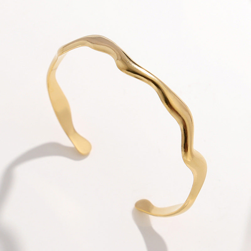 Titanium Steel Female Cold Wind Design Wavy Stainless Bracelet