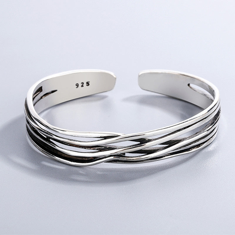 Wave Braided Personalized Cold Style Design Punk Sier Plated Bracelet