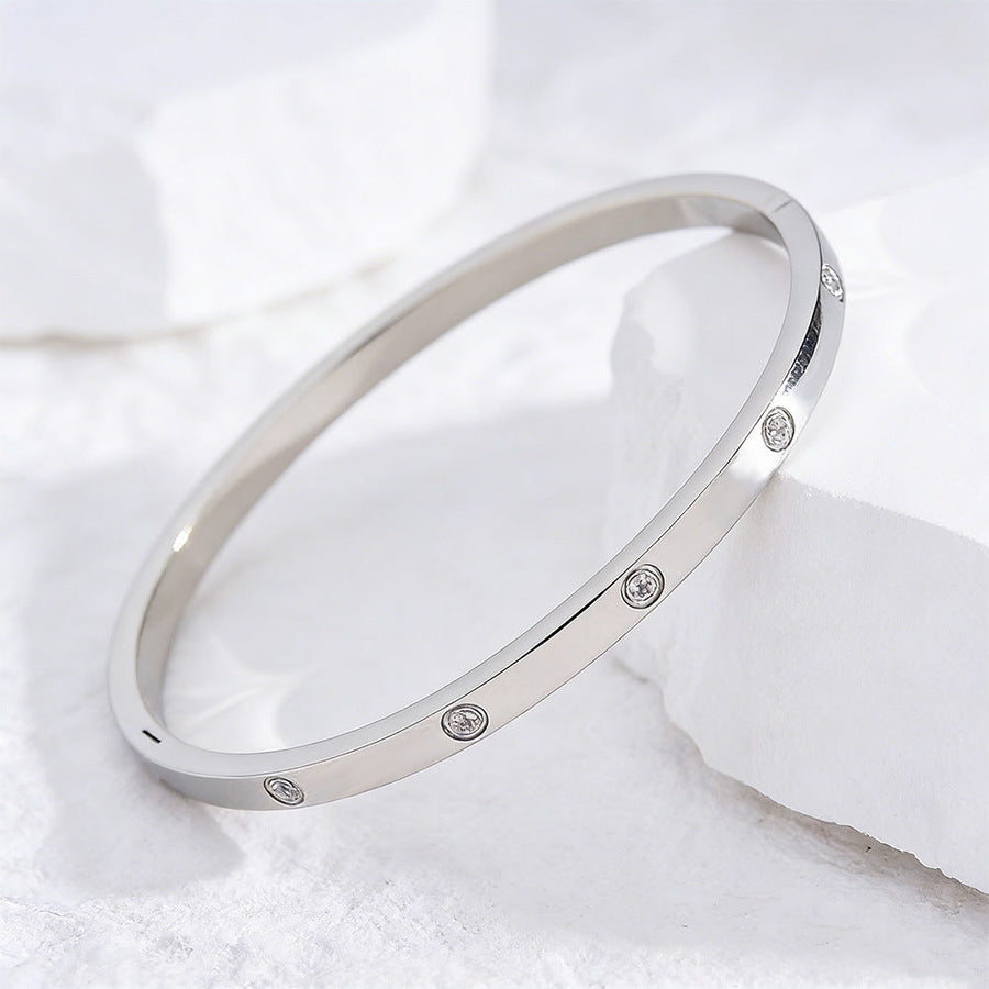Narrow Pavé Titanium Steel Bracelet
