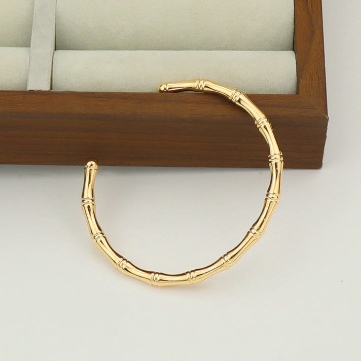 Women's Retro Stretch Bamboo Joint Copper Gold Festival Bracelets