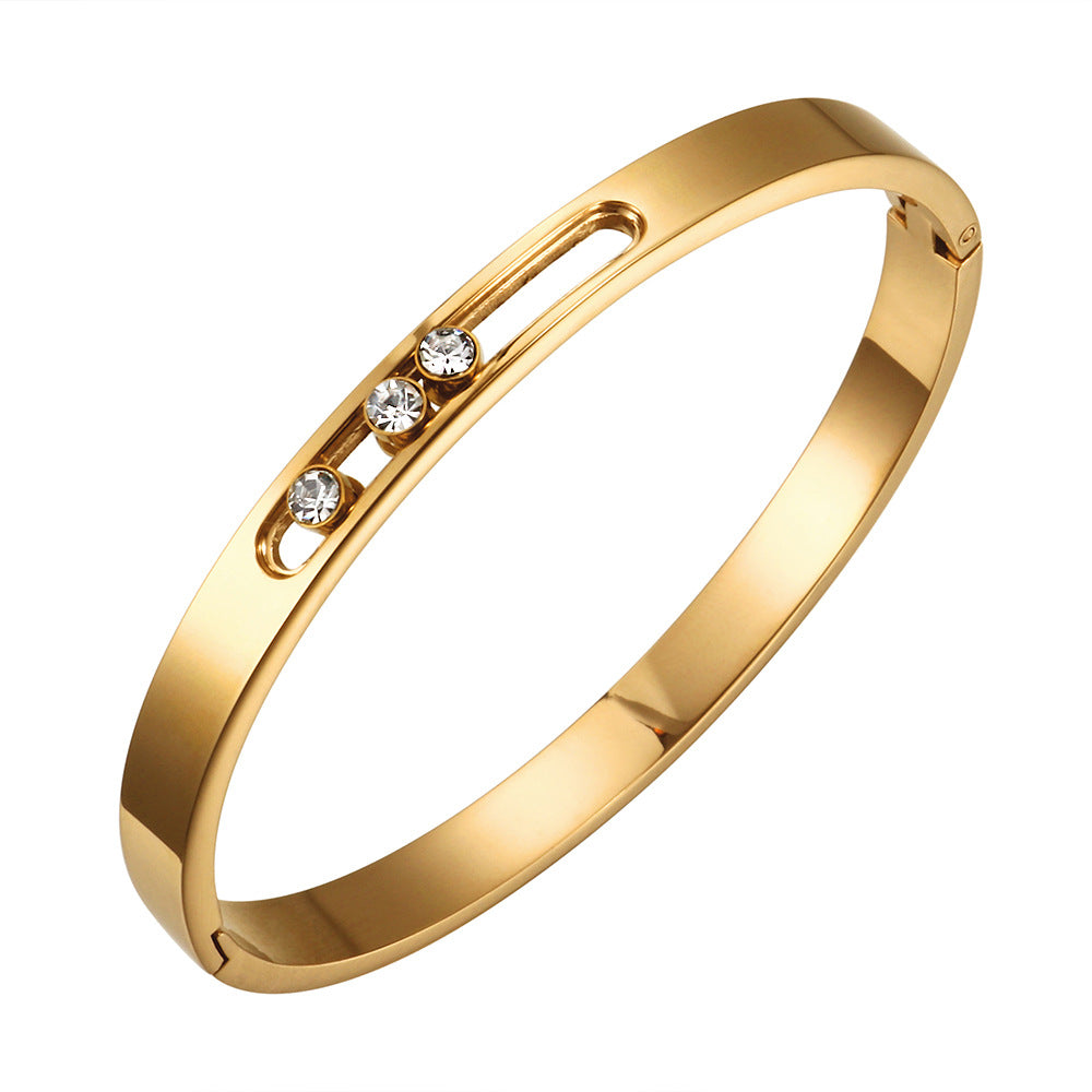 Stainless Steel Diamond Circle Moving Stone Holder Jewelry Set
