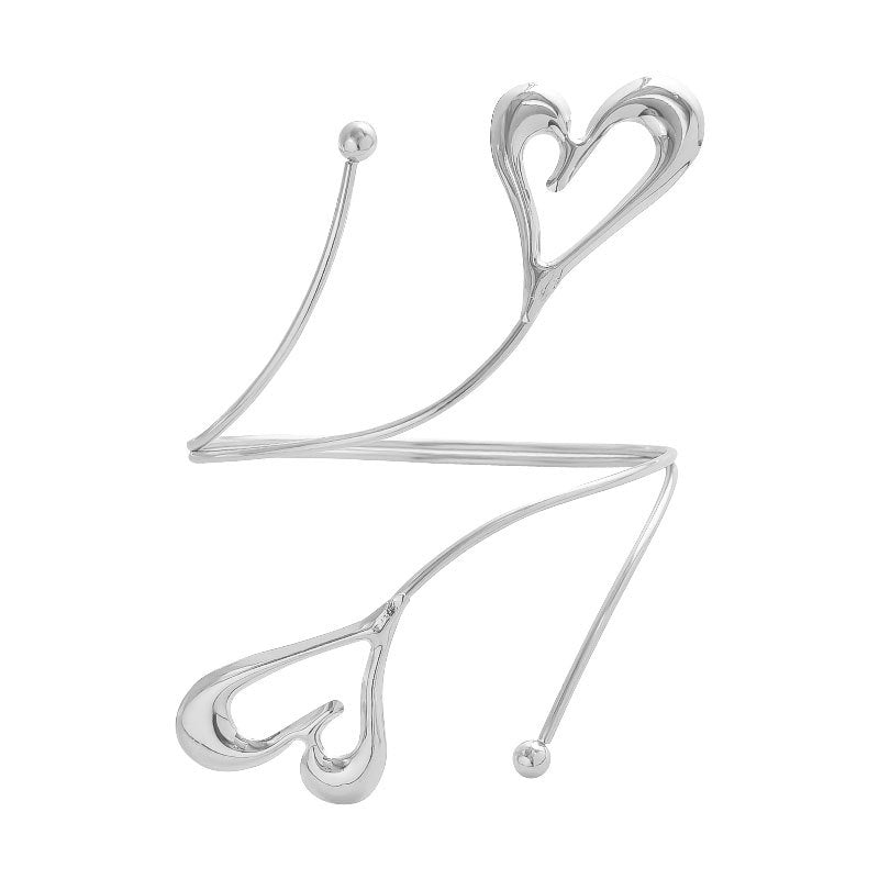 Personality Exaggerated Two Loving Heart With Opening Bracelet