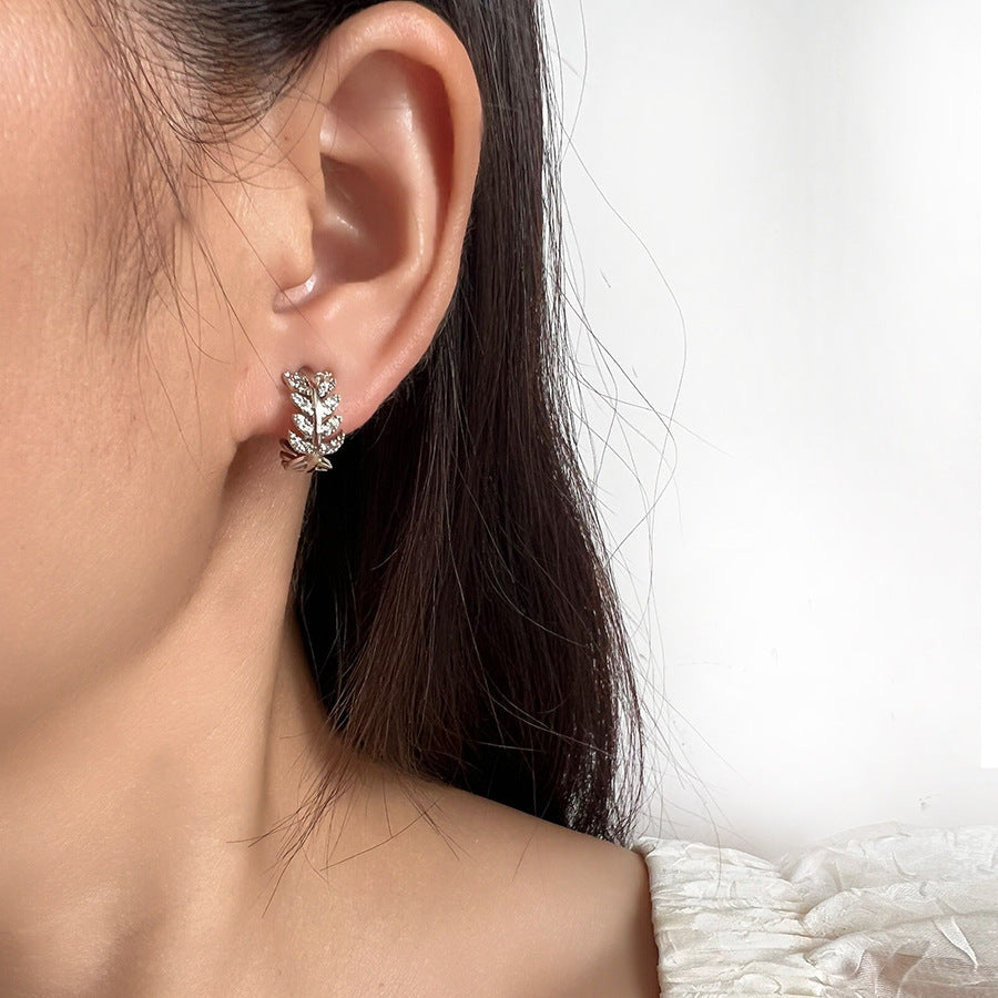 Zircon Leaves Eardrop Exquisite Niche Integrated Mosquito Ear Clip