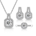 Broadcast Fashion Colored Gems Princess Square Bag Three-piece Suit Jewelry Set