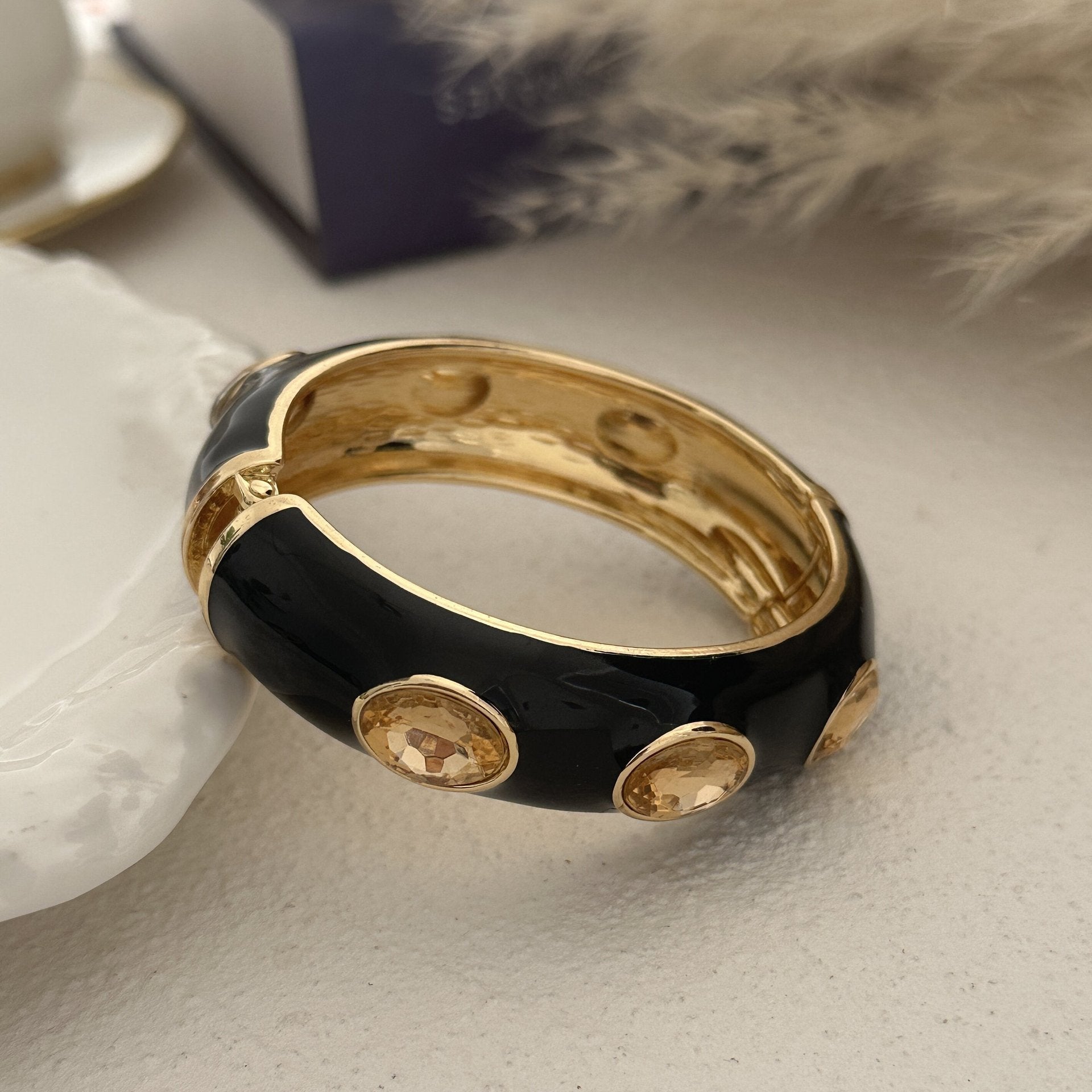 Women's Dripping Oil Open-ended Light Luxury Wave Bamboo Joint Twin Alloy Bracelets