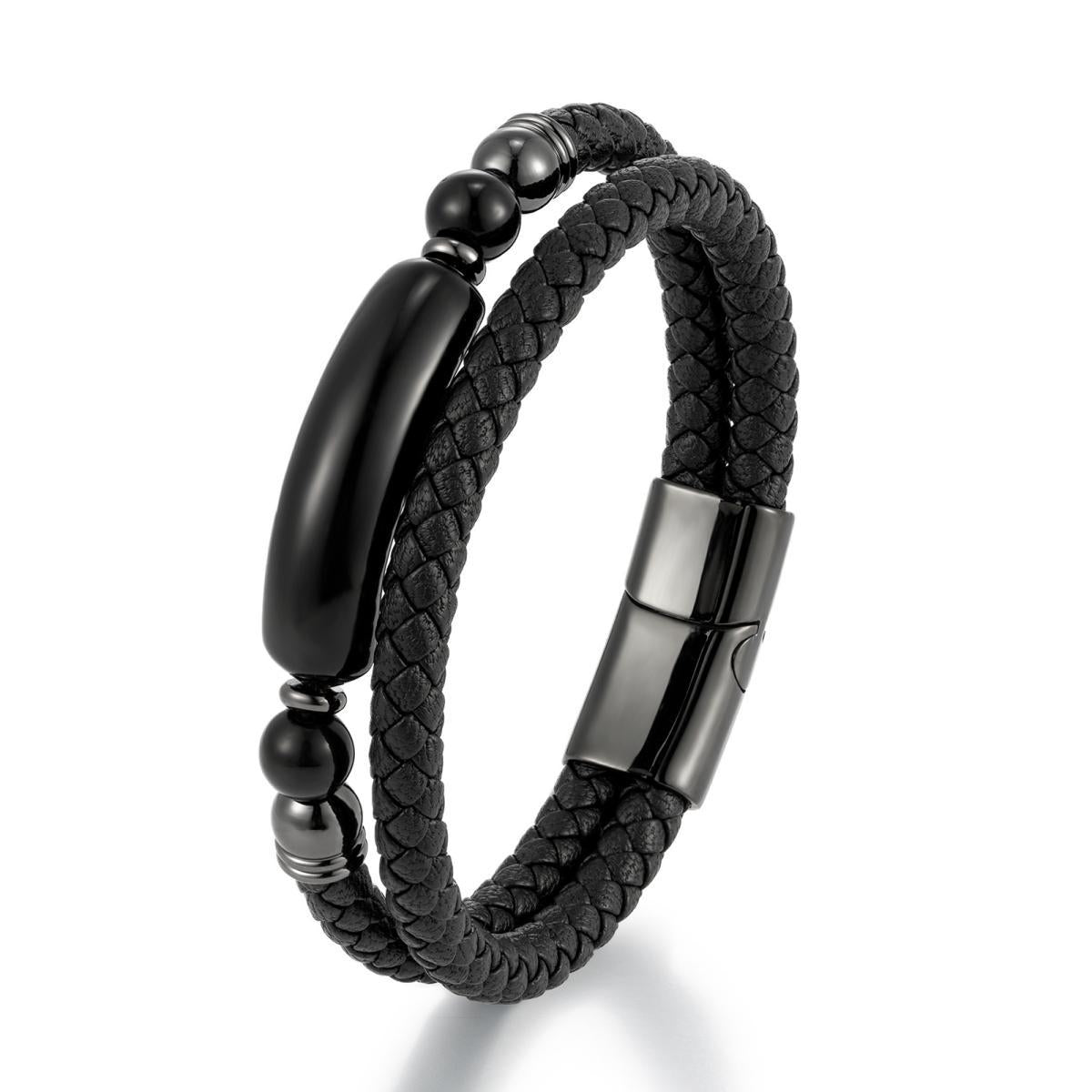 Men's Woven Leather Tigereye Obsidian Stitching Simple Bracelets
