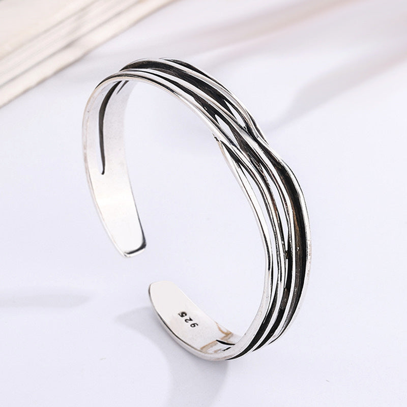 Wave Braided Personalized Cold Style Design Punk Sier Plated Bracelet