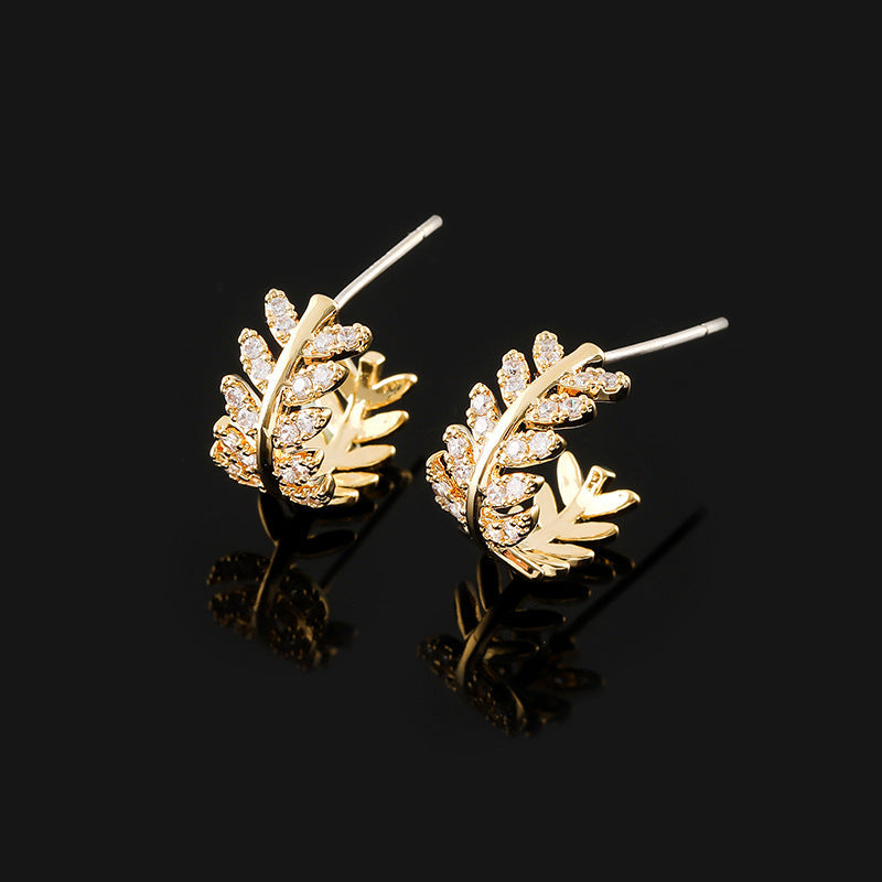 Zircon Leaves Eardrop Exquisite Niche Integrated Mosquito Ear Clip