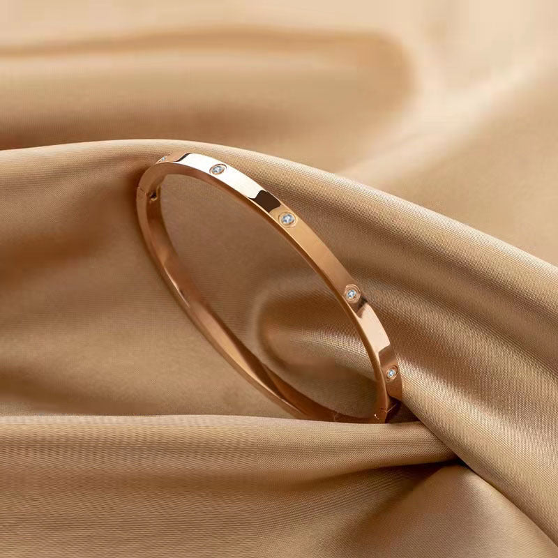 Gold Titanium Steel Female Couple Starry Sky Narrow Version Bracelets