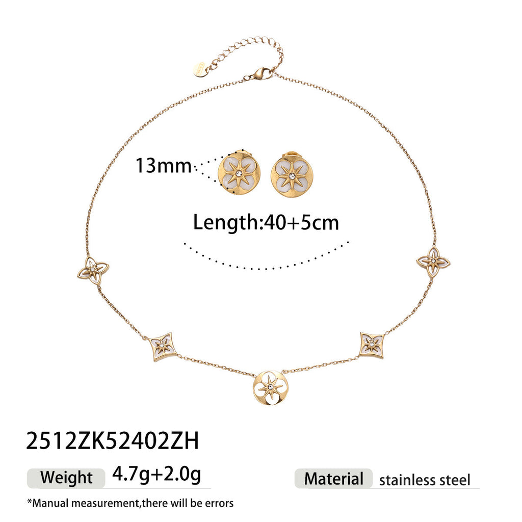 Light Luxury High-grade Trendy White Star Clavicle Chain Jewelry Set