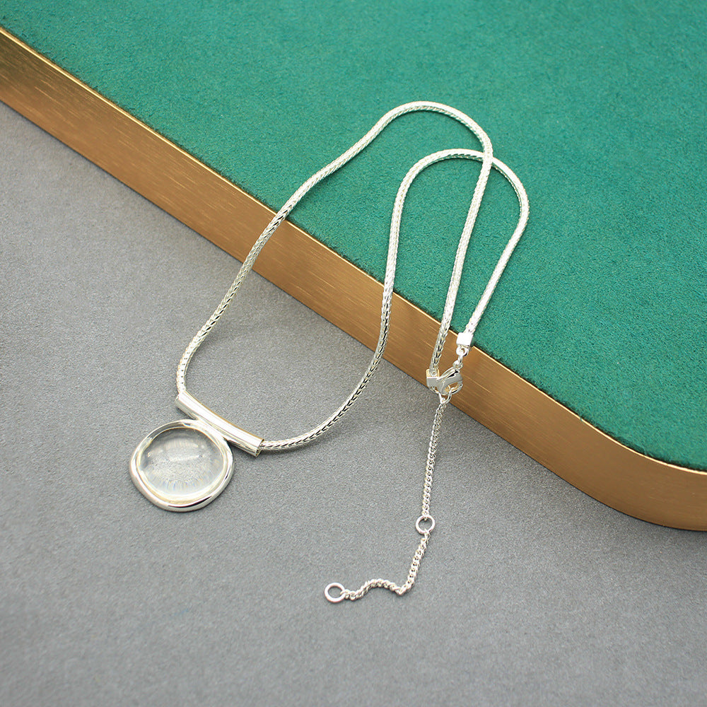 Women's Transparent White Crystal Clavicle Chain Light Luxury Temperament Jewelry Set