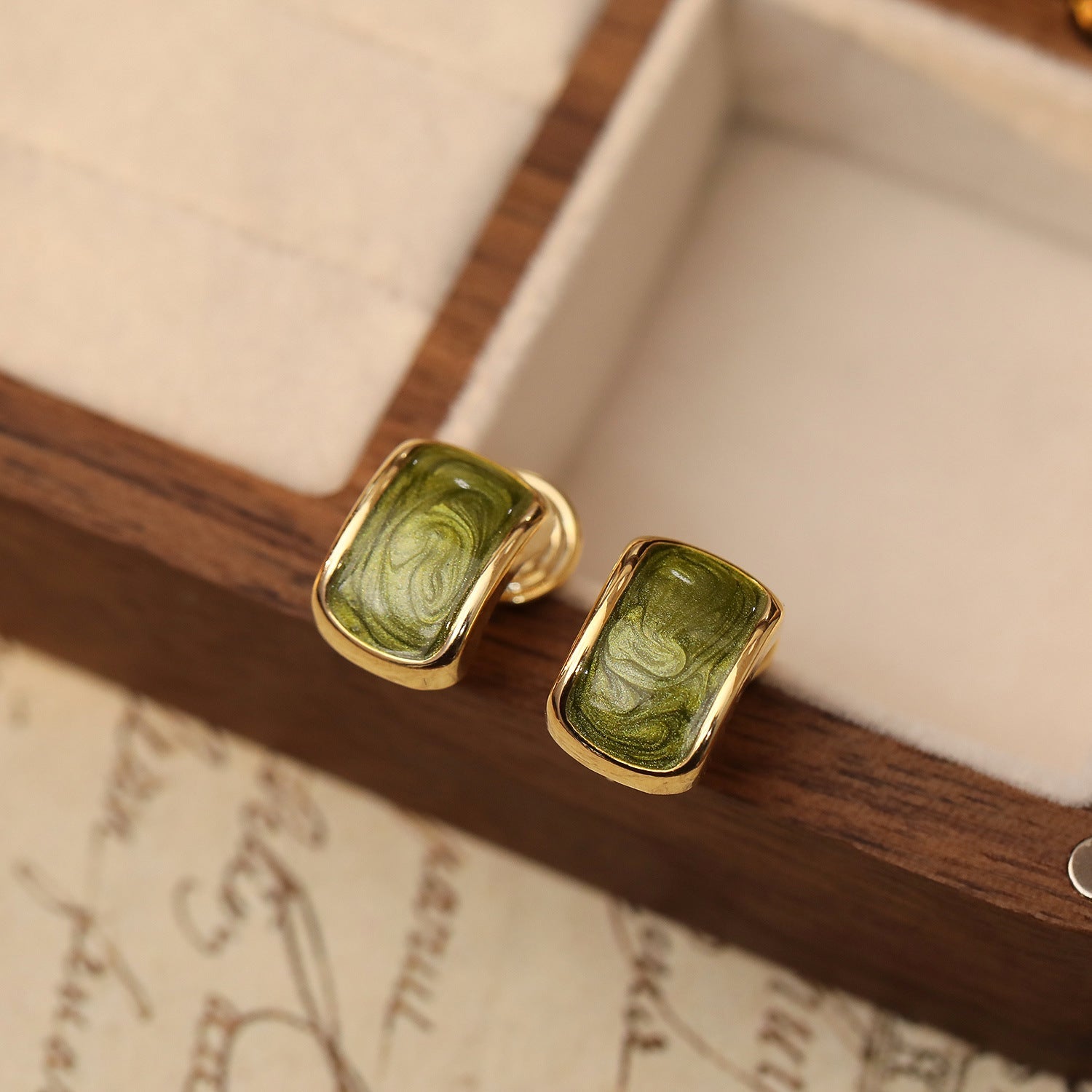 Pearlescent Mosquito Coil Enamel Art High Sense Retro Earrings