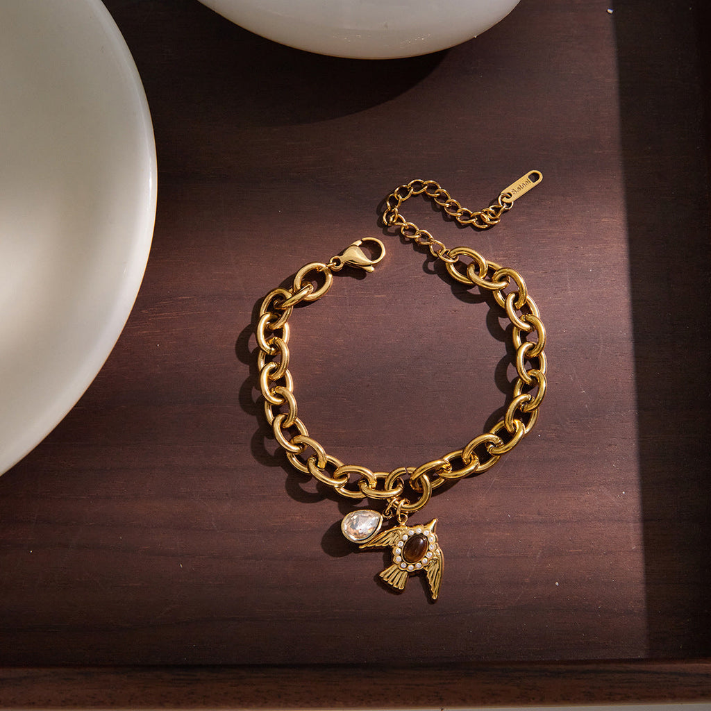Ding Stainless Steel Flying Bird Light Luxury High-grade Twin Titanium Bracelet