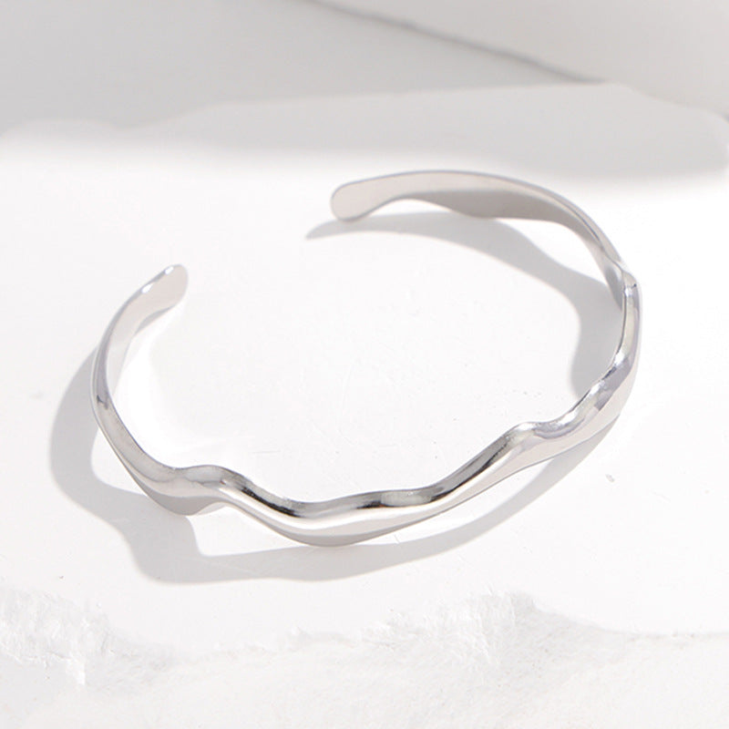 Titanium Steel Female Cold Wind Design Wavy Stainless Bracelet