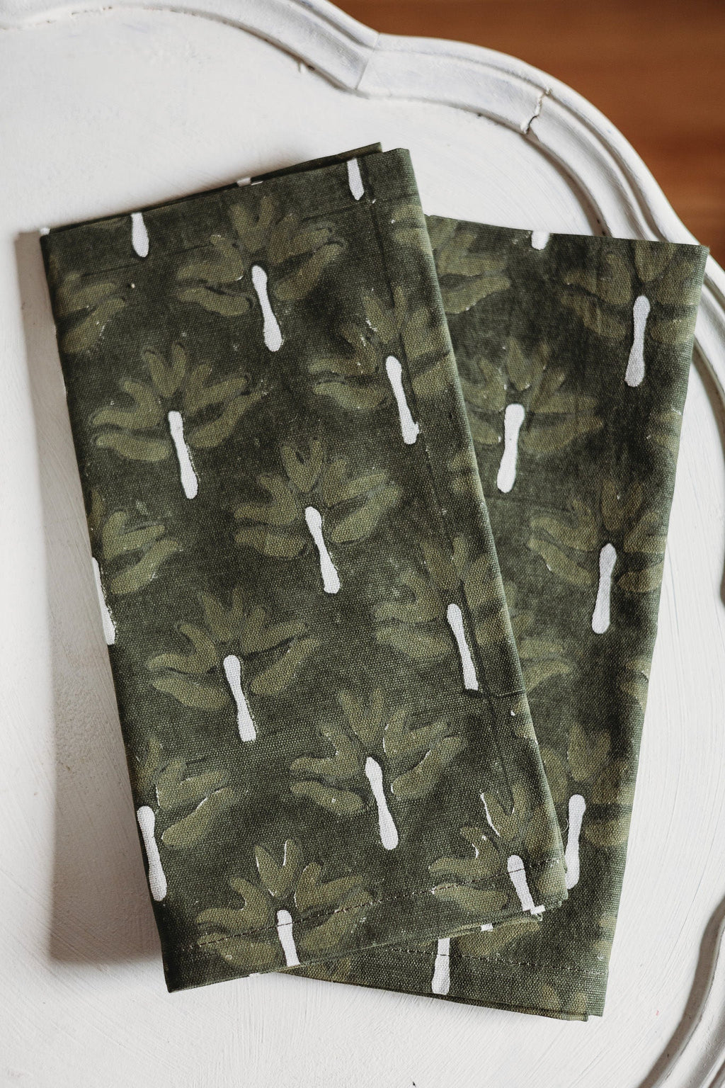 Zeenat Cotton Table Napkins — Chive, Set of 2