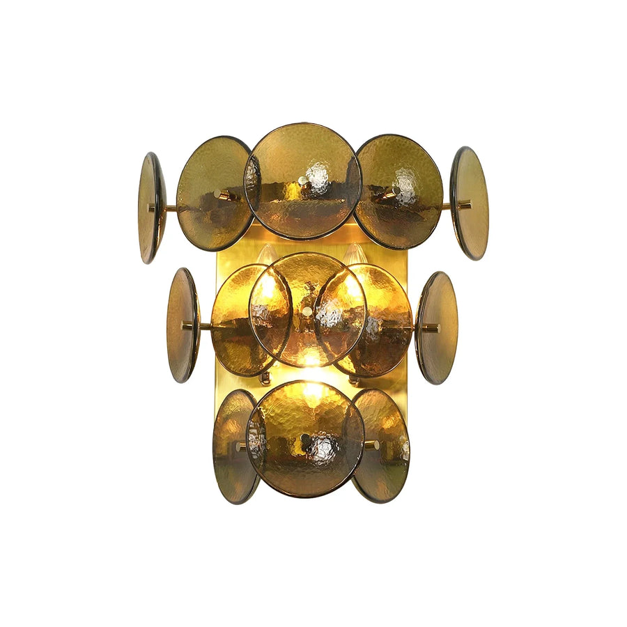 Olive Green Disc Glass Wall Lamp
