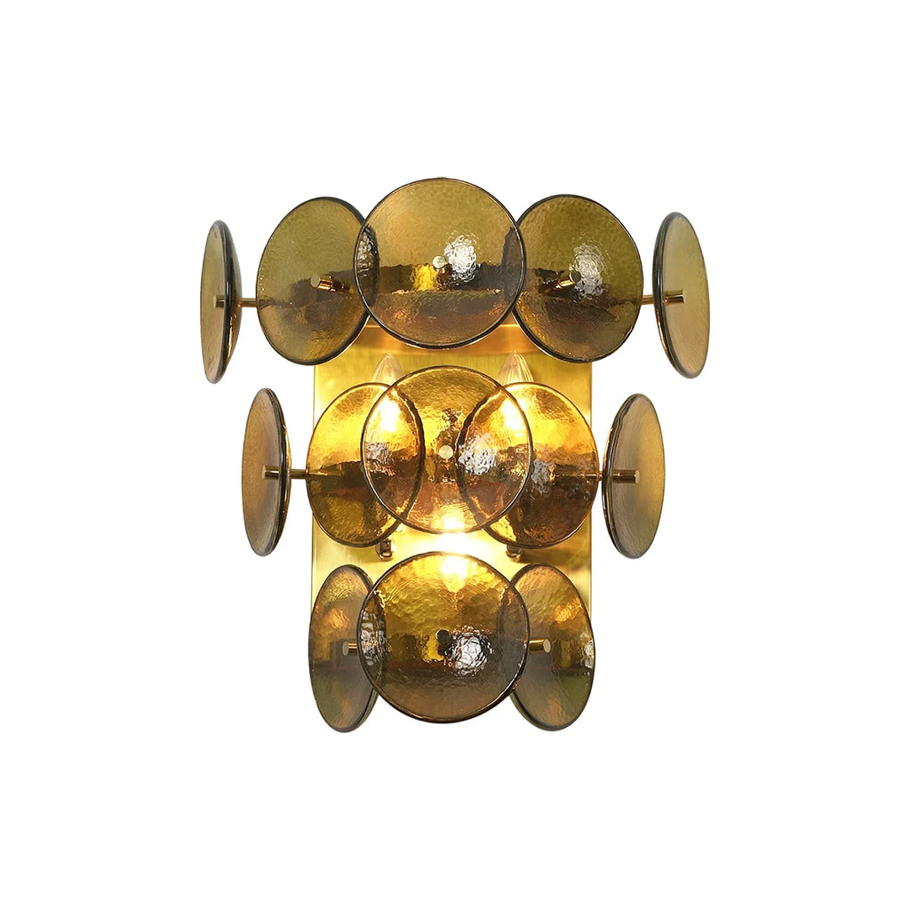 Olive Green Disc Glass Wall Lamp