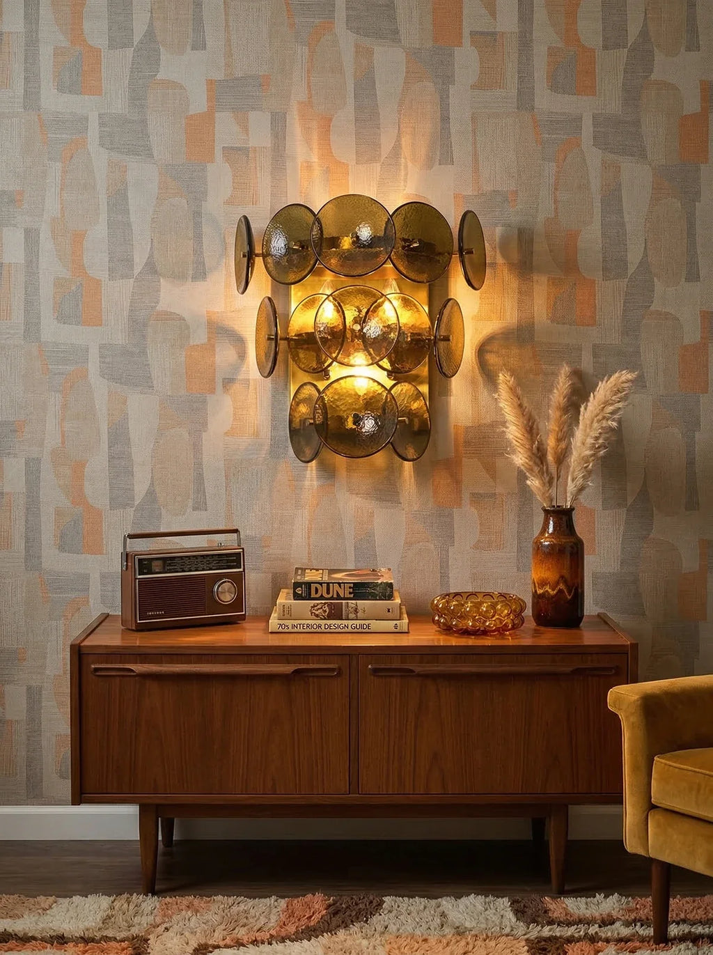 Olive Green Disc Glass Wall Lamp