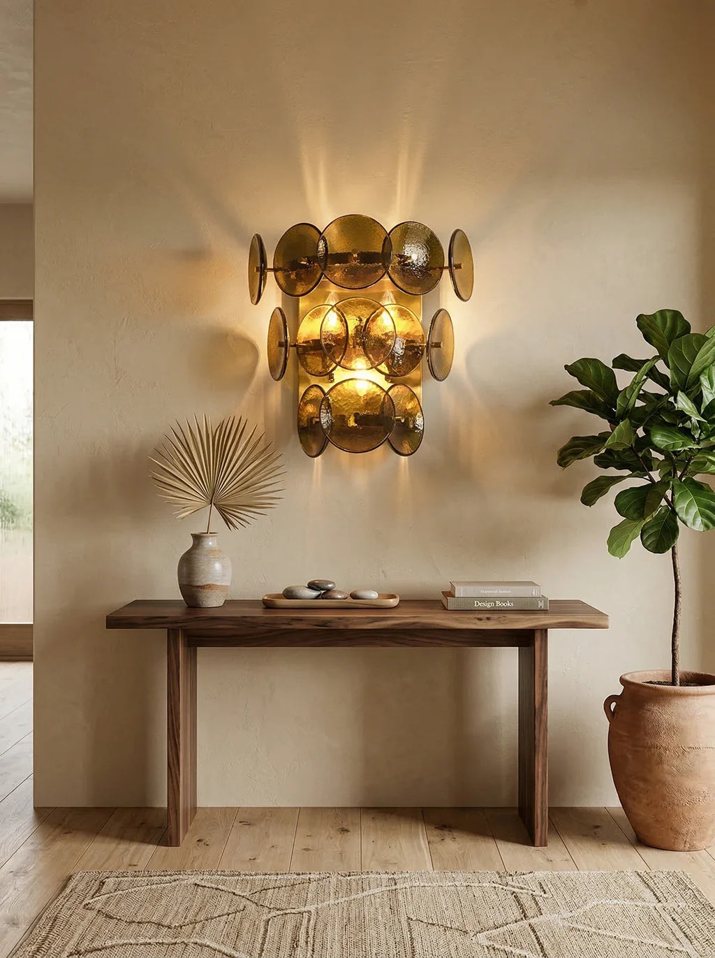 Olive Green Disc Glass Wall Lamp