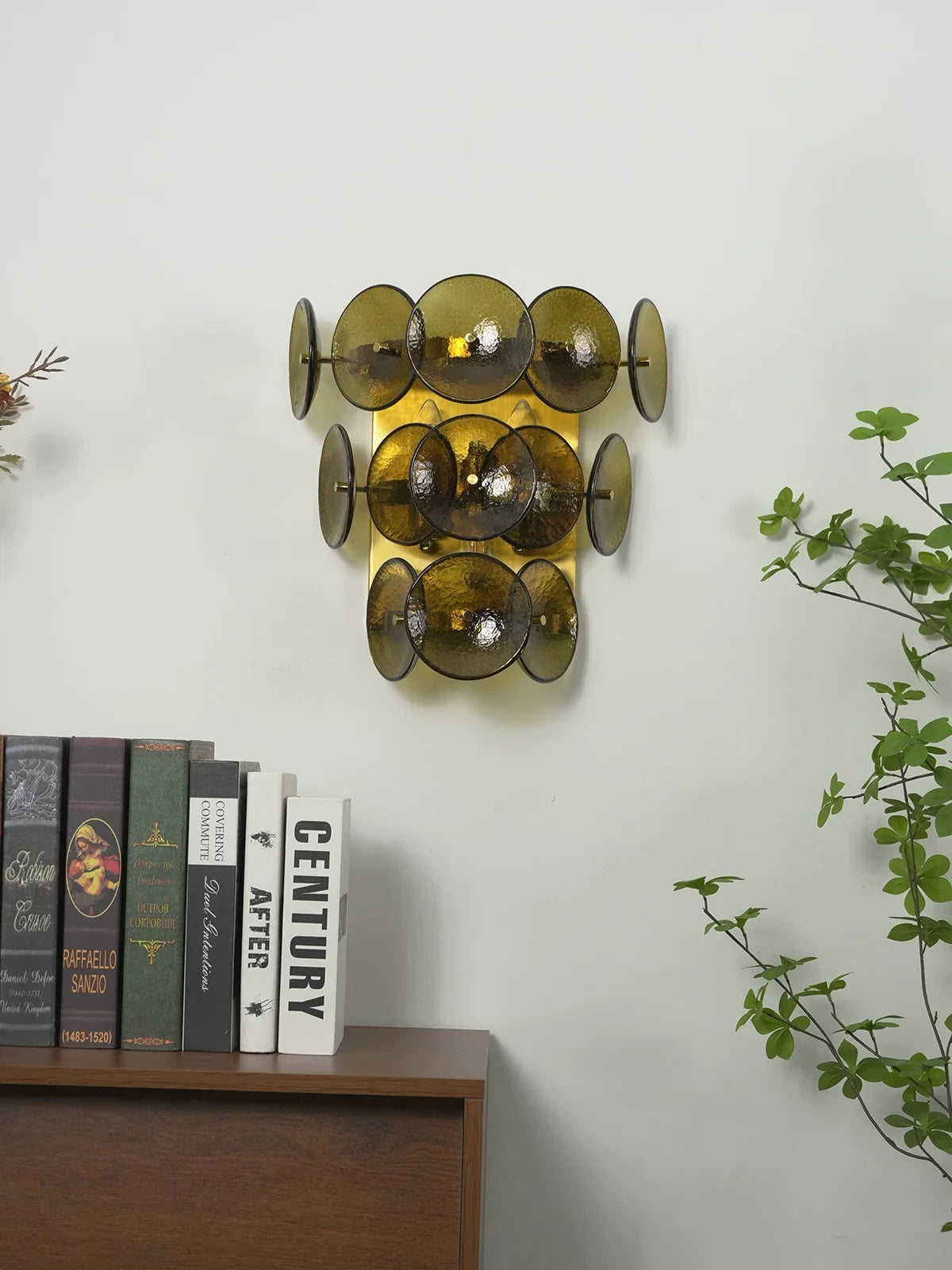 Olive Green Disc Glass Wall Lamp