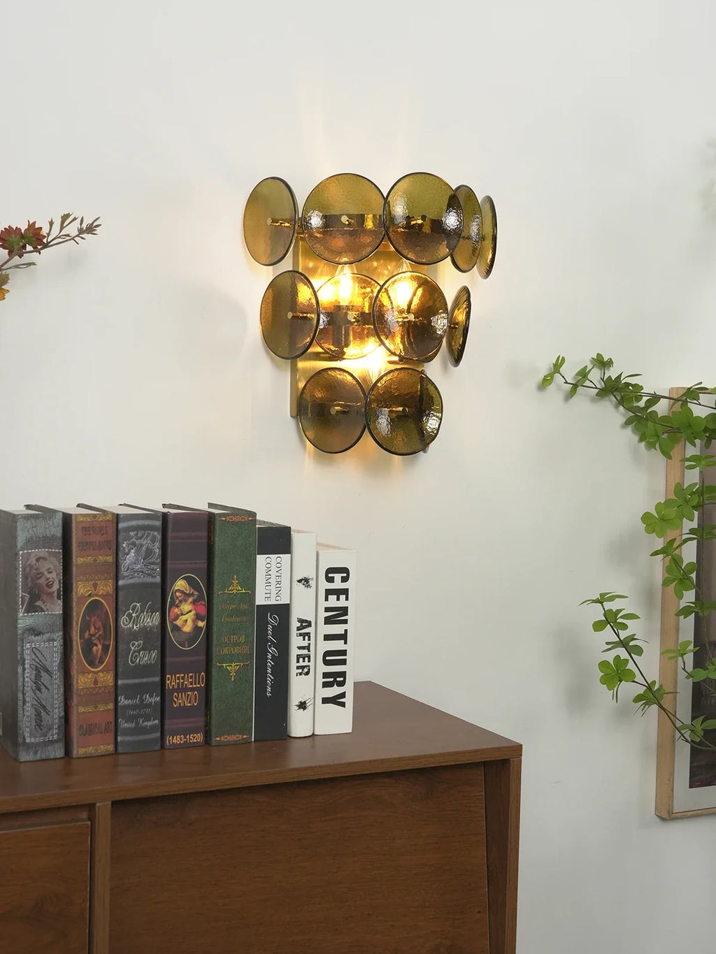 Olive Green Disc Glass Wall Lamp