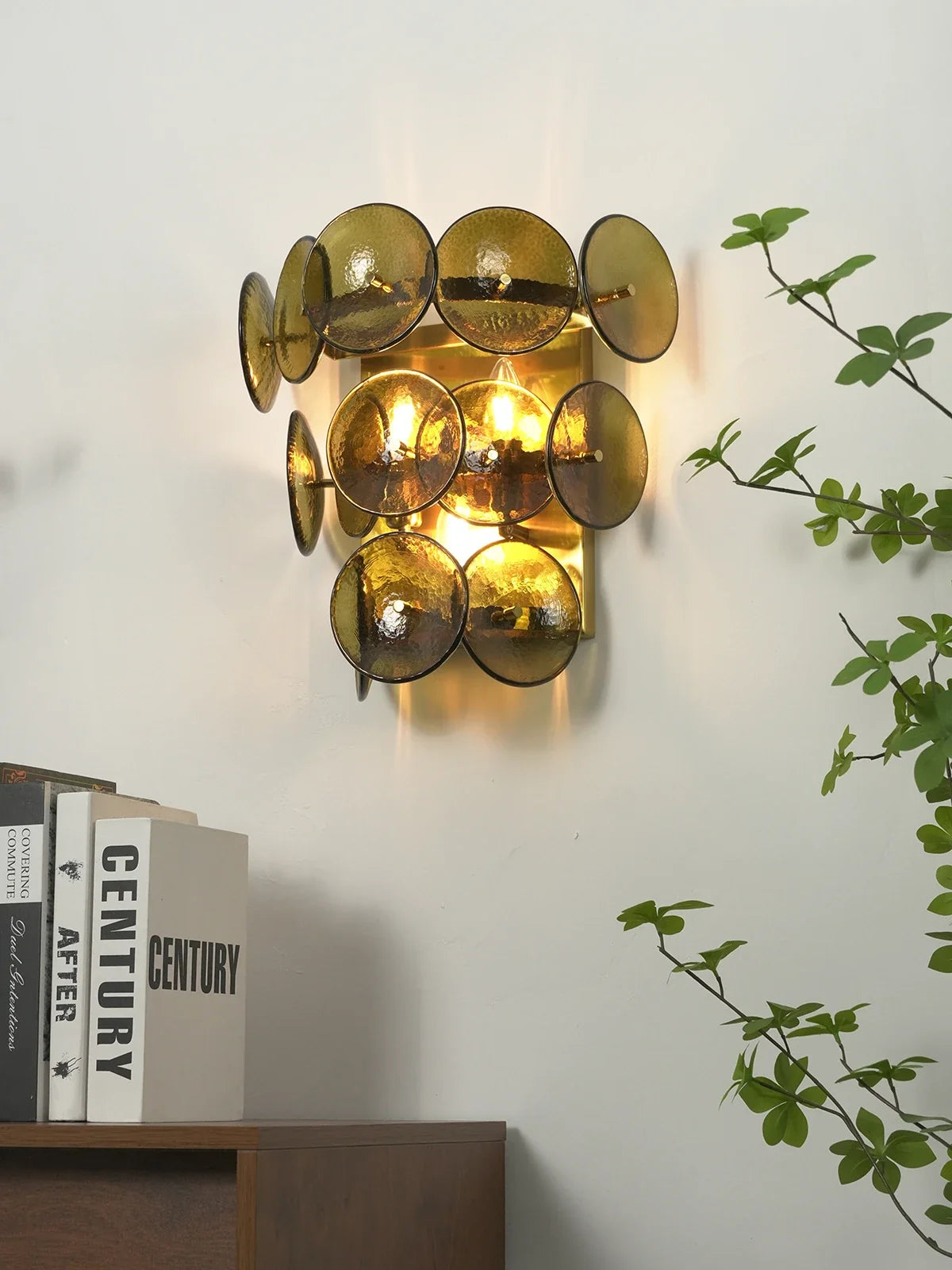 Olive Green Disc Glass Wall Lamp