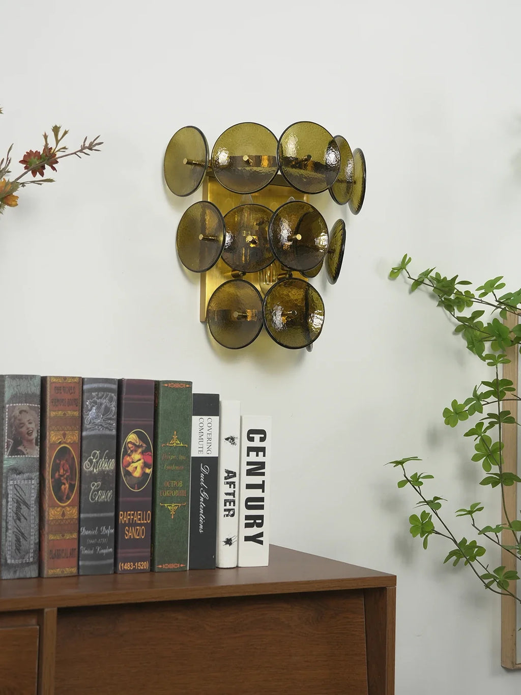 Olive Green Disc Glass Wall Lamp