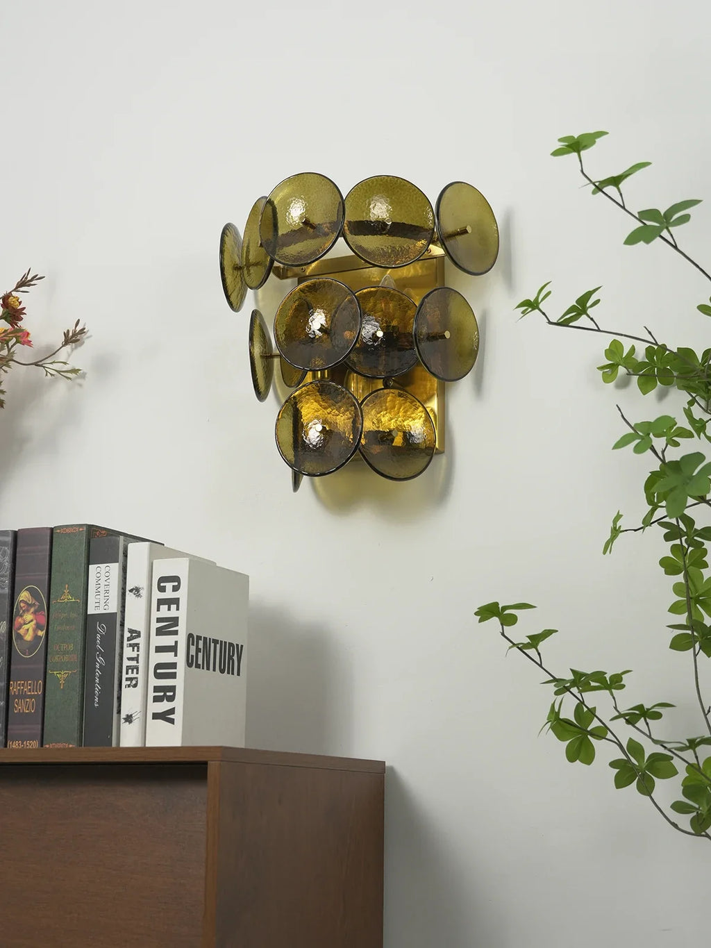 Olive Green Disc Glass Wall Lamp