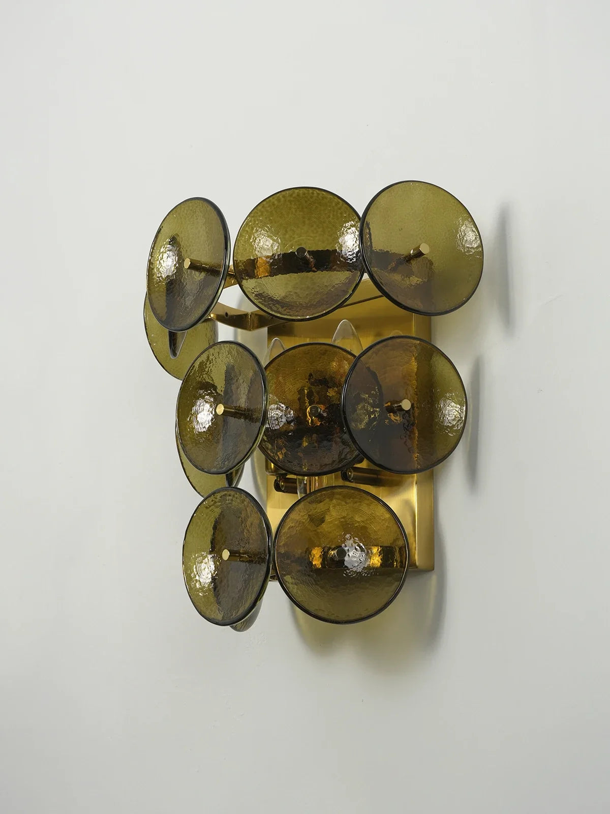Olive Green Disc Glass Wall Lamp